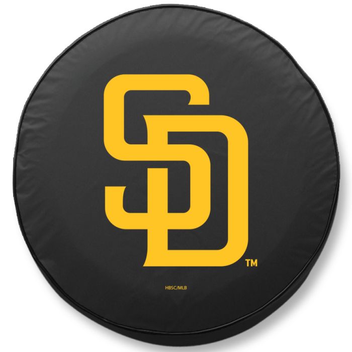 San Diego Padres Tire Cover - Size I - (28"x8") on Black Vinyl