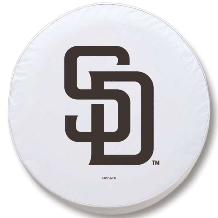 San Diego Padres Tire Cover - Size Y - (32.25"x12") on White Vinyl