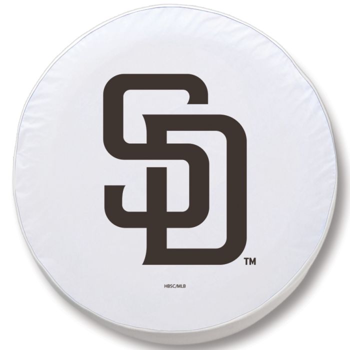San Diego Padres Tire Cover - Size Large - (31.25x11") on White Vinyl