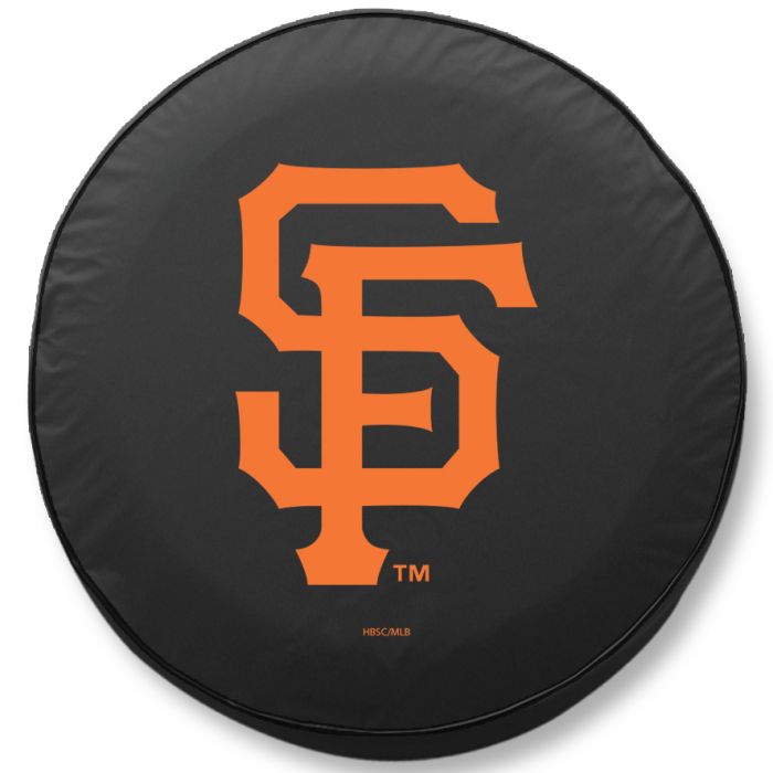 San Francisco Giants Tire Cover - Size E - (29.75"x8") on Black Vinyl
