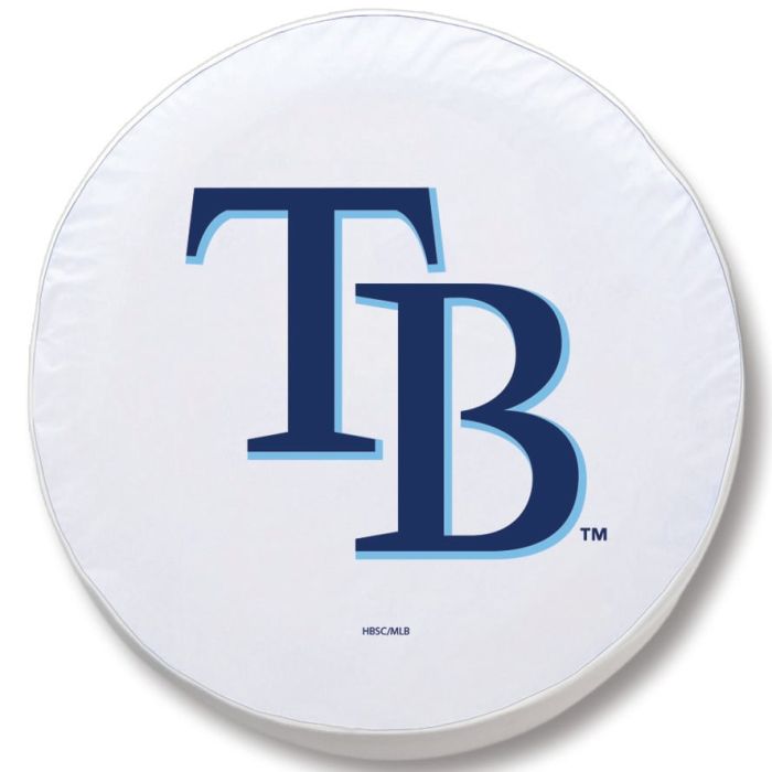 Tampa Bay Rays Tire Cover - Size C (31.25"x12") on White Vinyl