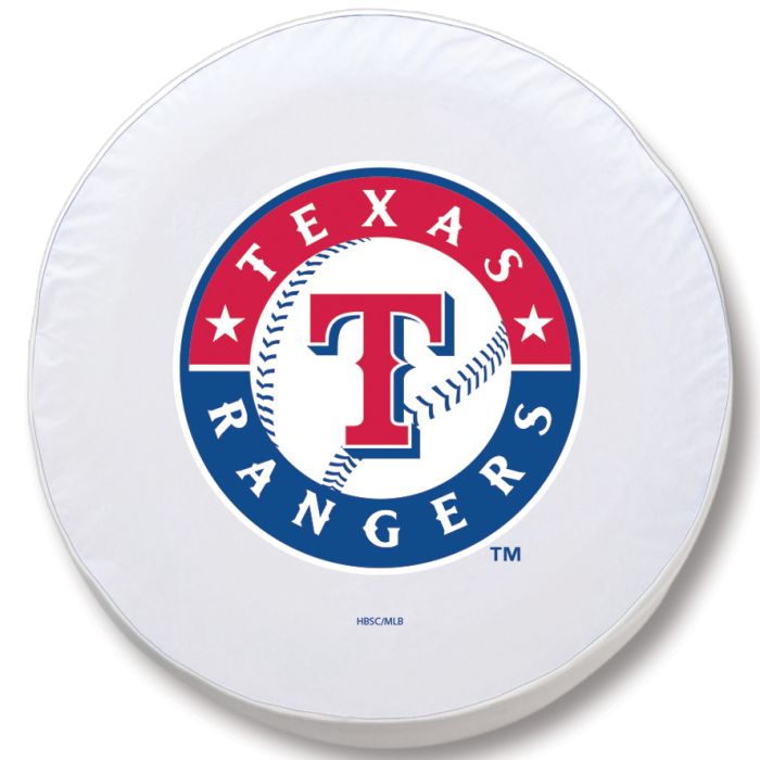 Texas Rangers Tire Cover - Size H2 - (35"x12.5") on White Vinyl