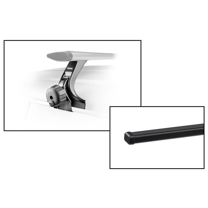 Thule  Rapid Gutter Foot Pack with 60" SquareBar 150 for 07-19 Jeep Wrangler JK & JL with Factory Hardtop