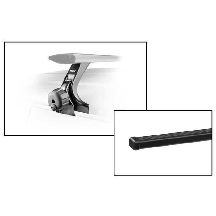 Thule  Rapid Gutter Foot Pack with 60" SquareBar 150 for 07-19 Jeep Wrangler JK & JL with Factory Hardtop