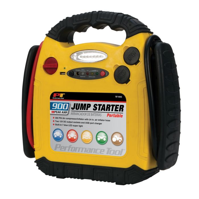 Performance Tool W1665 900 Peak Amp Jump Starter and Inflator 