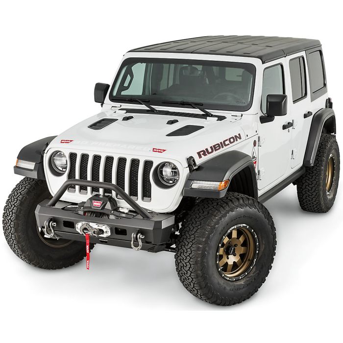 WARN 101330 Elite Series Stubby Front Bumper with Grille Guard for 18-20 Jeep Wrangler JL and Gladiator JT