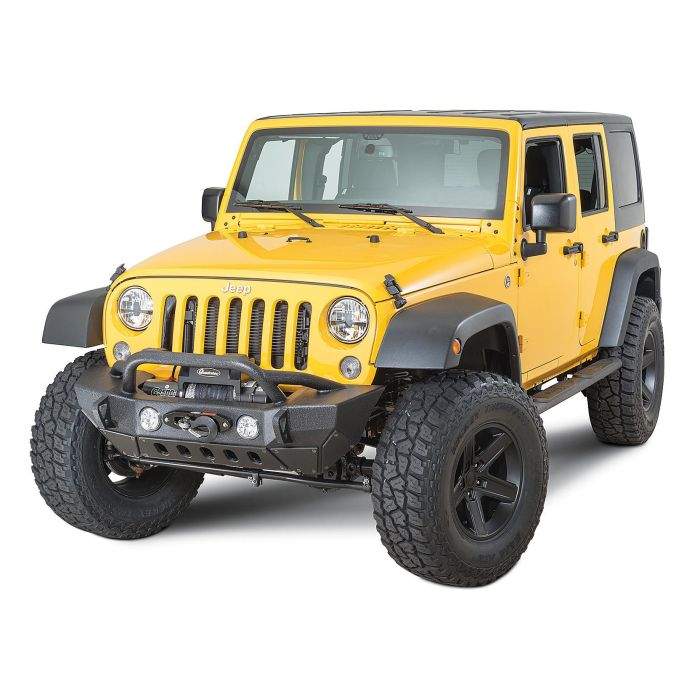 Smittybilt  XRC Gen2 Front Bumper in Textured Black with Quadratec LED Fog Lights Kit for 07-18 Jeep Wrangler JK