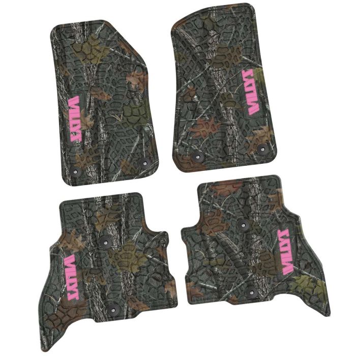 21-24 Jeep 4xe Front and RearTire Tread/Scorched Earth Scene w/ Willys Insert - Rugged Woods w/ Pink insert