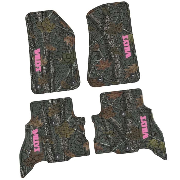 21-24 Jeep 4xe Front and RearTire Tread/Scorched Earth Scene w/ Willys Insert - Rugged Woods w/ Pink insert
