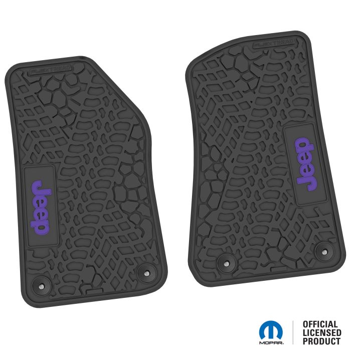 18-24 Jeep JL 2 Dr/Gladiator Front -Tire Tread/Scorched Earth Scene w/ JEEP Insert - Black w/ Purple Insert