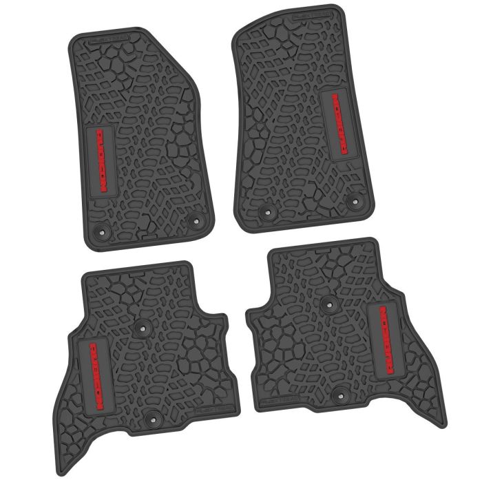 21-24 Jeep 4xe Front and RearTire Tread/Scorched Earth Scene w/ Rubicon Insert - Black w/ Red Insert