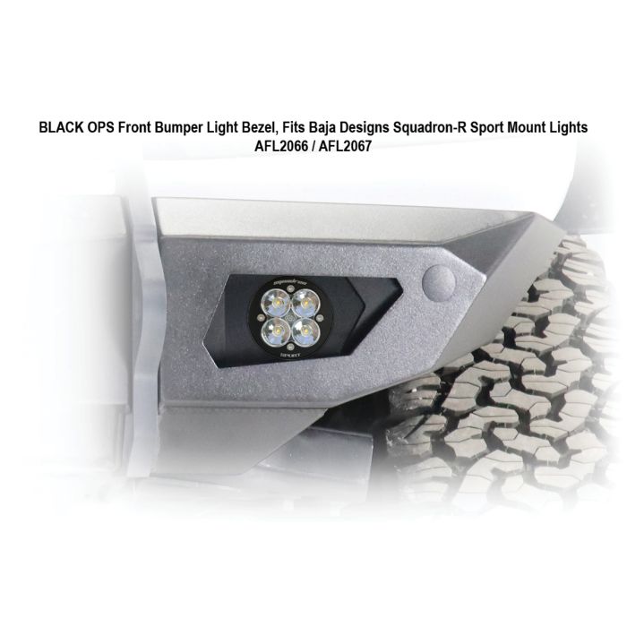 2021+ Bronco Black Ops Baja Squadron Round Front Light Bezel (pair) (Black Powder Coated)