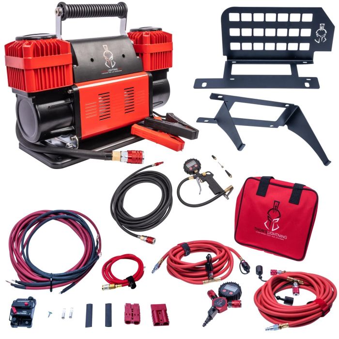 Thor's Lightning  12v True Dual Portable Air Compressor Ultimate Setup Bundle for 18-24 Jeep Wrangler JL Unlimited 4-Door