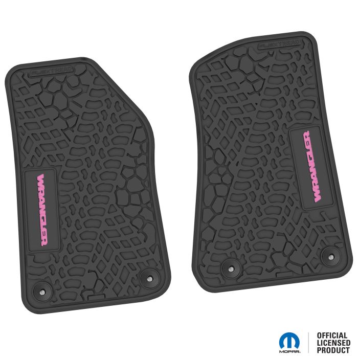 18-24 Jeep JL 2 Dr Front -Tire Tread/Scorched Earth Scene w/ Wrangler Insert - Black w/ Pink Insert