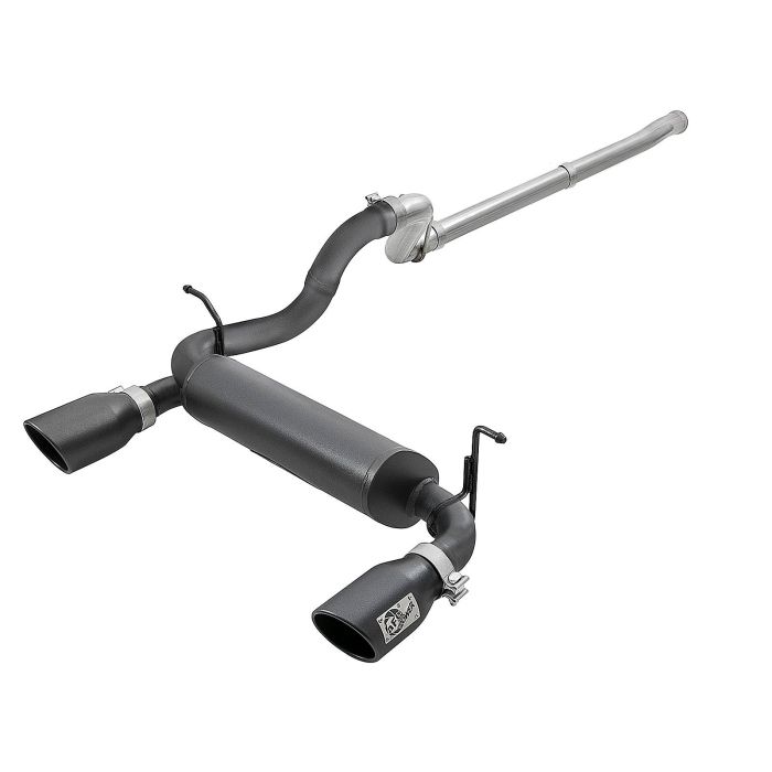 aFe Power  Rebel Series 2.5" 409 Stainless Dual Outlet Cat-Back Exhaust System for 18-20 Jeep Wrangler JL with 3.6L