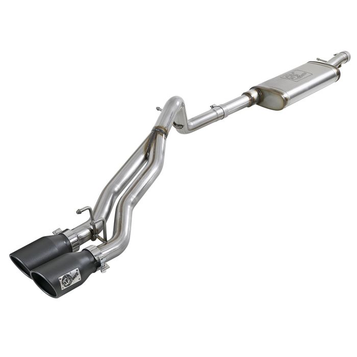 aFe Power  Rebel Series 2.5" Dual Exit Center Cat-Back Exhaust in Stainless Steel  for 07-18 Jeep Wrangler Unlimited JK 4 Door