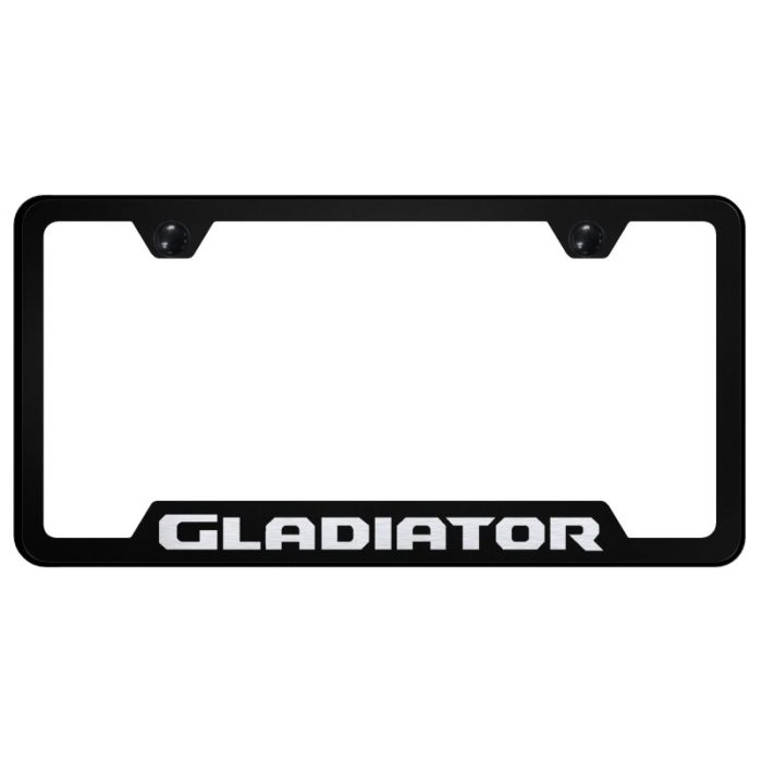 Automotive Gold  Laser Etched Stainless Gladiator Cut-Out License Plate Frame 