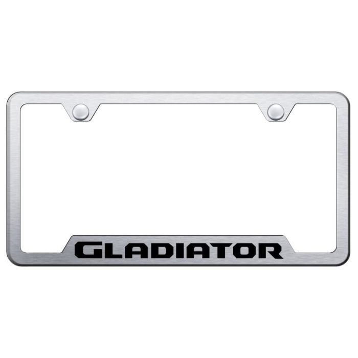 Automotive Gold  Laser Etched Stainless Gladiator Cut-Out License Plate Frame 