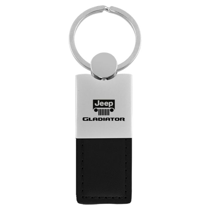 Automotive Gold  Jeep Logo Gladiator Leather Duo Keychain 