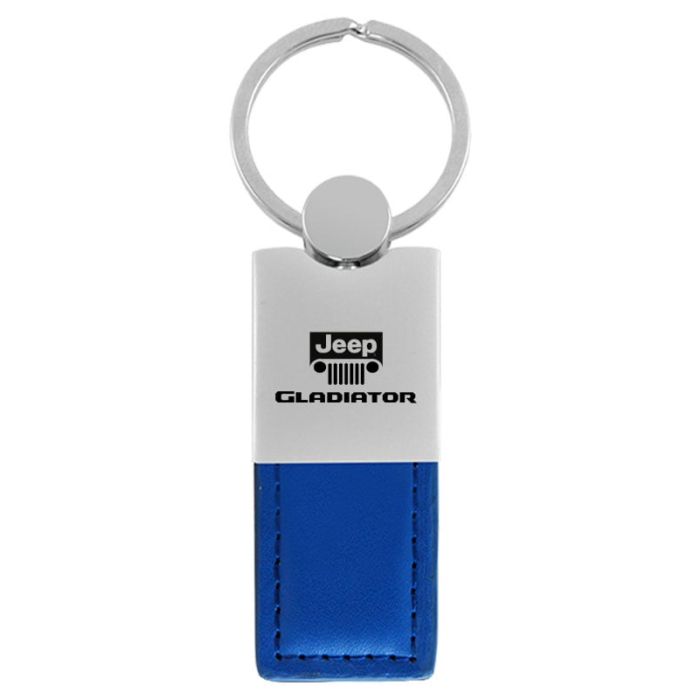 Automotive Gold  Jeep Logo Gladiator Leather Duo Keychain 