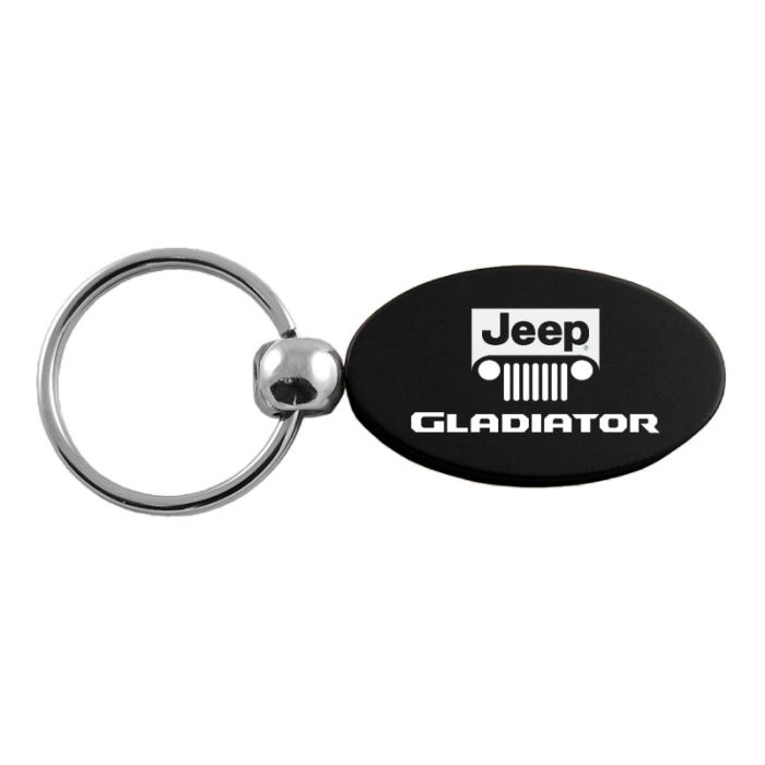 Automotive Gold  Aluminum Jeep Logo Gladiator Oval Keychain 