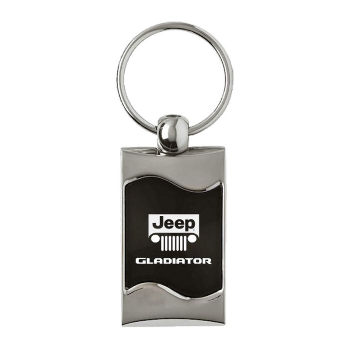 Automotive Gold  Jeep Logo Gladiator Rectangle Wave Keychain 