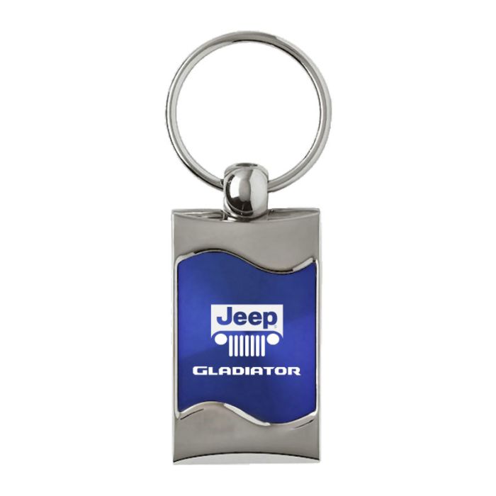 Automotive Gold  Jeep Logo Gladiator Rectangle Wave Keychain 