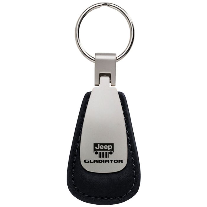 Automotive Gold  Leather Teardrop Jeep Logo Gladiator Keychain 