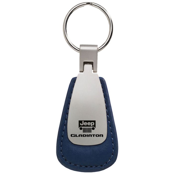 Automotive Gold  Leather Teardrop Jeep Logo Gladiator Keychain 