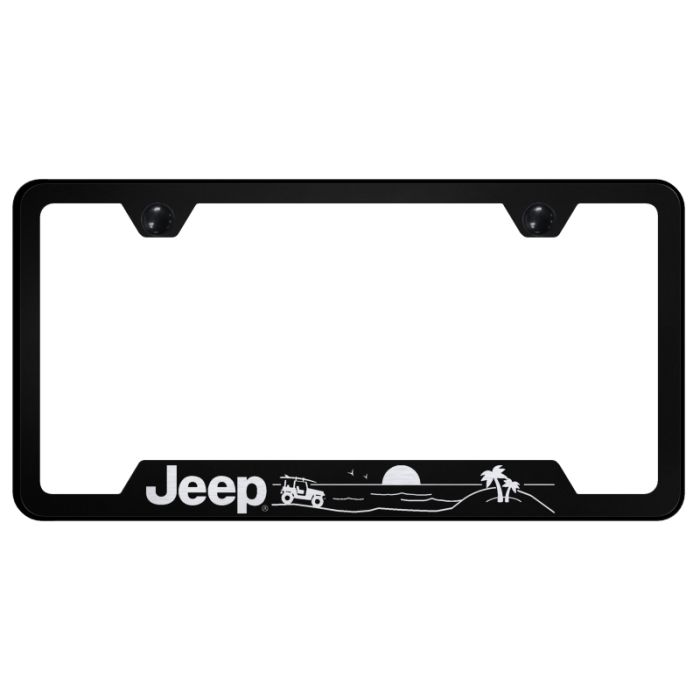 Automotive Gold  Laser Etched Stainless Jeep Beach License Plate Frame 