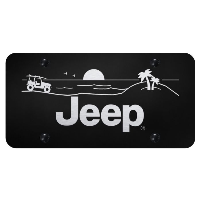 Automotive Gold  Laser Etched Jeep Beach License Plate 