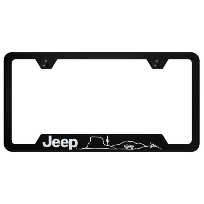 Automotive Gold  Laser Etched Stainless Jeep Desert License Plate Frame 