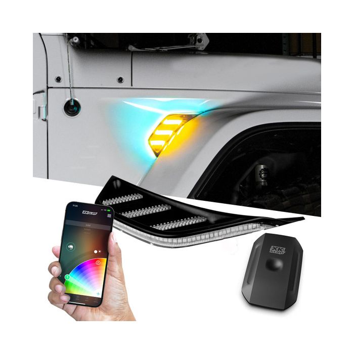 XKGLOW  RGB & Amber Fender Vent Light  for 07-25 Jeep Wrangler JK, JL & Gladiator JT