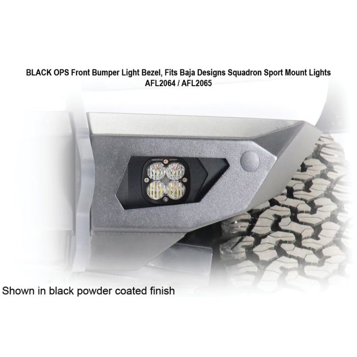 2021+ Bronco Black Ops Baja Squadron Front Light Bezel (pair) (Bare Steel)