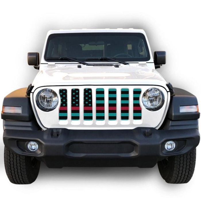 UTS JL BLK/LITE BLU RED LINE GRILLE INS WITH TRAIL CAMERA
