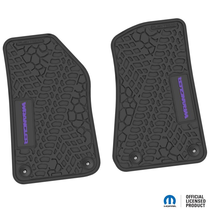 18-24 Jeep JL 2 Dr Front -Tire Tread/Scorched Earth Scene w/ Wrangler Insert - Black w/ Purple Insert