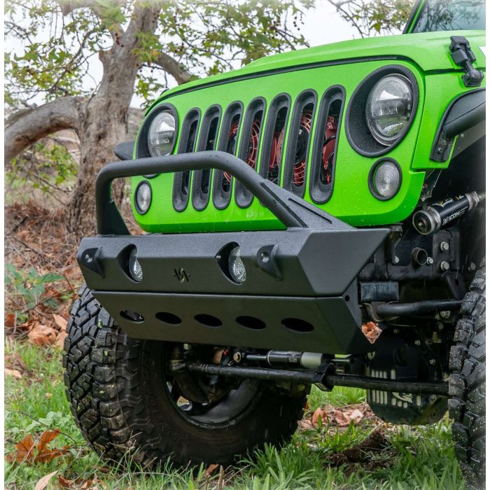 Turn Offroad JPFB-02 Front Stubby Bumper with Full Skid Plate for 07-26 Jeep Wrangler JK, JL & Gladiator JT