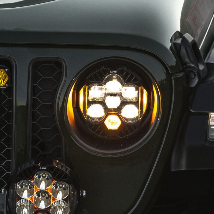 DOT LP6 LED Headlight Kit Jeep 2018-2025 Wrangler JL 2020-2025 Gladiator JT w/Halogen Headlights (Amber) Baja Designs