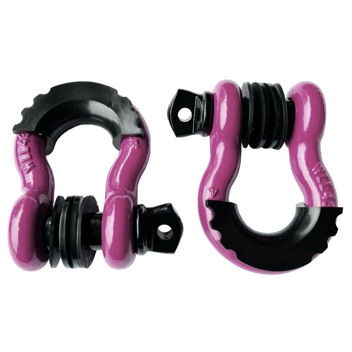 3/4" 5T D-Ring Shackle Kit w/ Isolators & Washers - qty 2 - BABY PINK