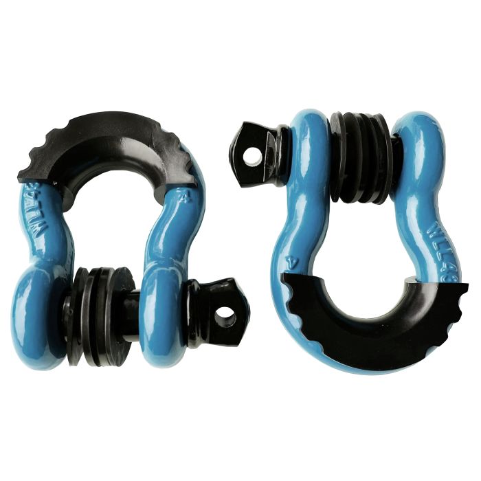 3/4" 5T D-Ring Shackle Kit w/ Isolators & Washers - qty 2 - LIGHT BLUE
