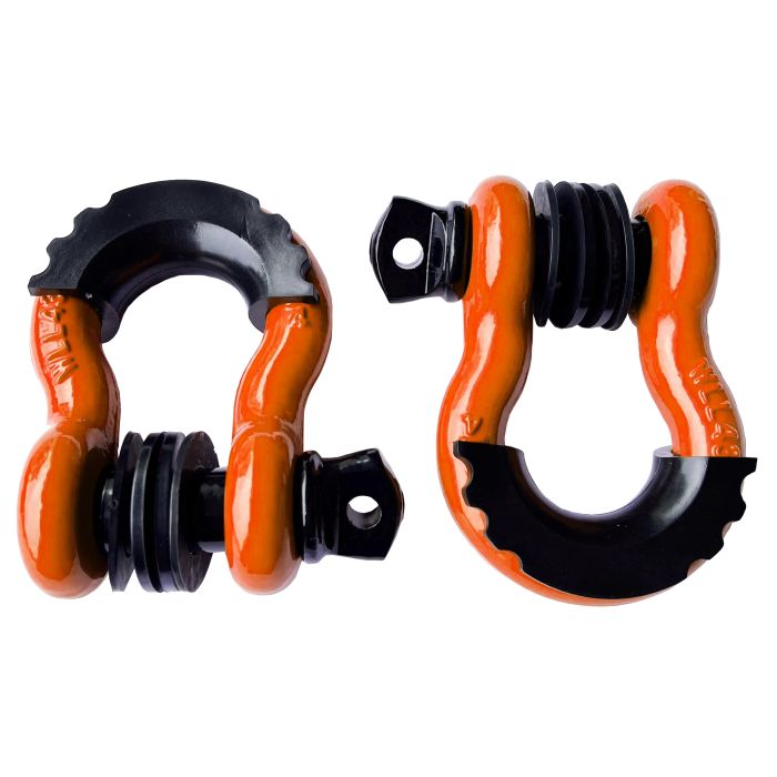 3/4" 5T D-Ring Shackle Kit w/ Isolators & Washers - qty 2 - ORANGE