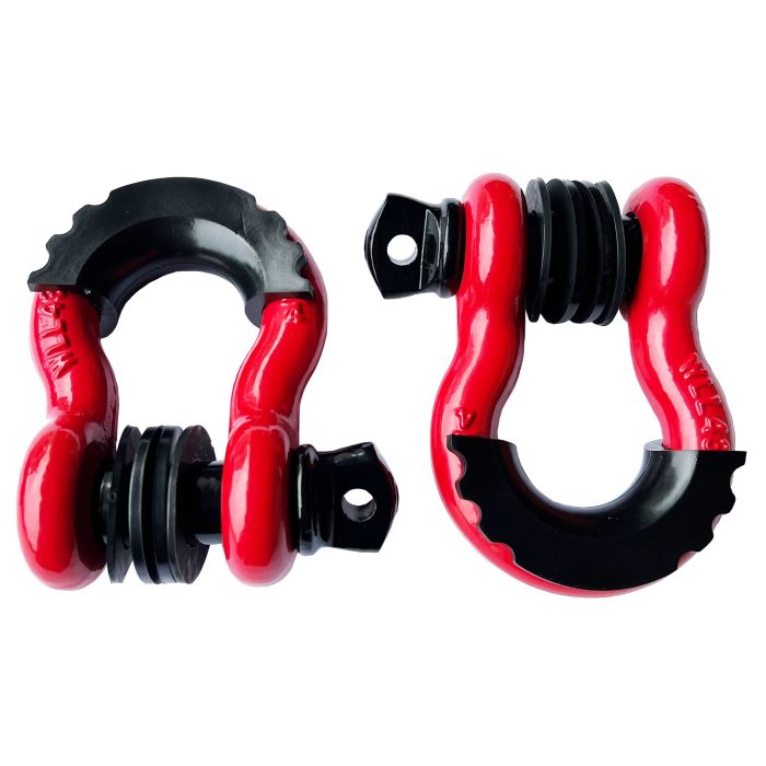 3/4" 5T D-Ring Shackle Kit w/ Isolators & Washers - qty 2 - RED