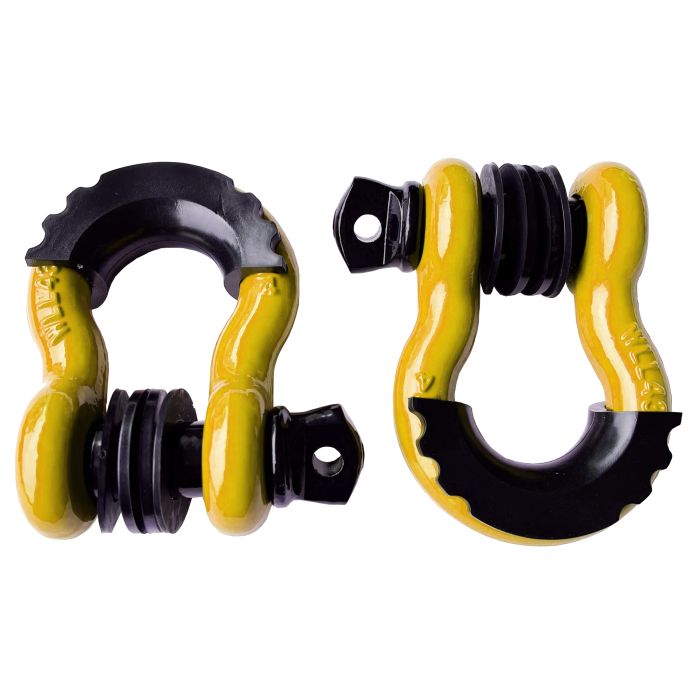 3/4" 5T D-Ring Shackle Kit w/ Isolators & Washers - qty 2 - YELLOW