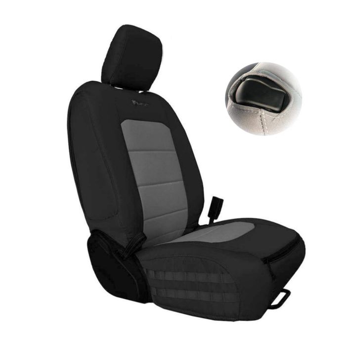 Front seat covers for a 2018+ Jeep WRANGLER JL 2 DR MOJAVE & 392 BLACK – GRAPHITE