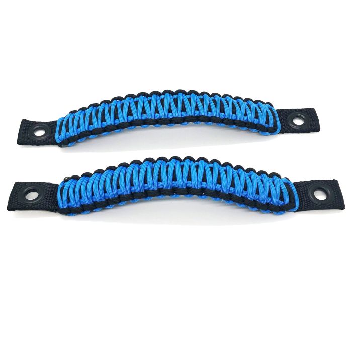 Paracord Grab Handles REAR PAIR Bolt-On for Jeep Wrangler JL, JLU 2018-2025 - 550 Paracord | Bartact | BLACK / COSMOS BLUE