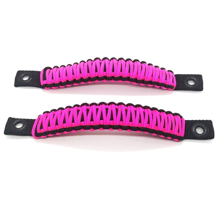 Paracord Grab Handles REAR PAIR Bolt-On for Jeep Wrangler JL, JLU 2018-2025 - 550 Paracord | Bartact | BLACK / HOT PINK