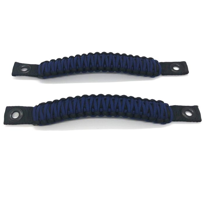 Paracord Grab Handles FRONT PAIR Bolt-On for Jeep Wrangler JL, JLU & Gladiator 2018-2025 - 550 Paracord | Bartact | BLACK / NAVY BLUE