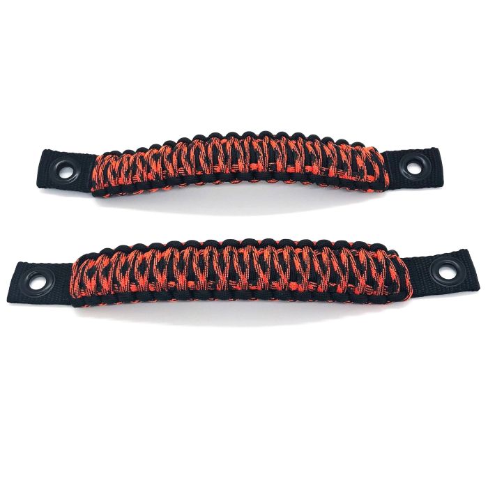 Paracord Grab Handles REAR PAIR Bolt-On for Jeep Wrangler JL, JLU 2018-2025 - 550 Paracord | Bartact | BLACK / NEON ORANGE