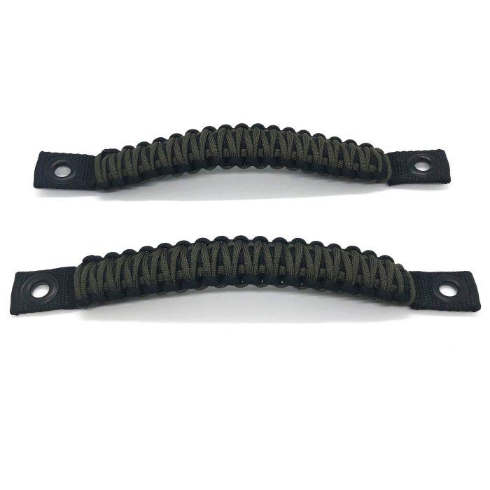Paracord Grab Handles REAR PAIR Bolt-On for Jeep Wrangler JL, JLU 2018-2025 - 550 Paracord | Bartact | BLACK / OLIVE DRAB
