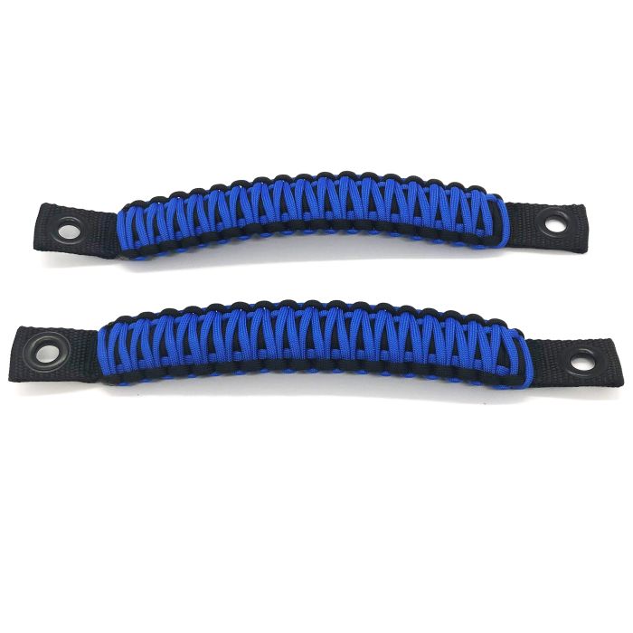 Paracord Grab Handles REAR PAIR Bolt-On for Jeep Wrangler JL, JLU 2018-2025 - 550 Paracord | Bartact | BLACK / ROYAL BLUE